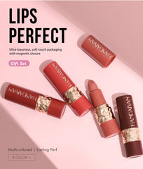 Luxurious Matte Lipstick Set of 6, Natural & Easy-to-Apply Lip Colors