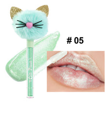 New Pearl Gloss Cat Head Furry Polarized Lip Glaze Moisturizing Lip Gloss