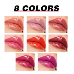 Press-Type Lipstick with 8 Colors - Mirror Gloss Lip Glaze for Moisturizing and Nourishing Lip Makeup